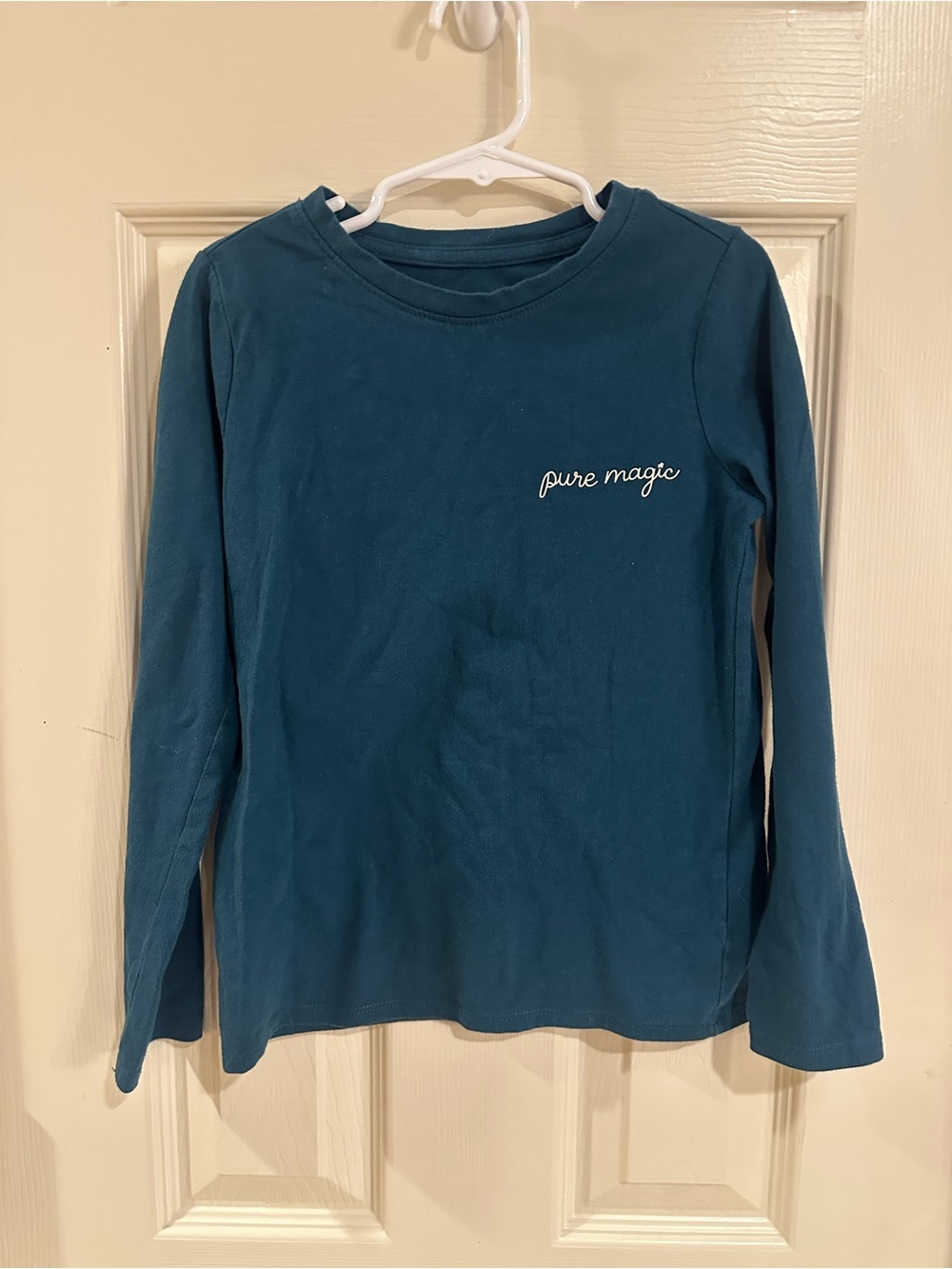 Cat & Jack Long Sleeve Tee in Teal Blue with "pure magic" Script